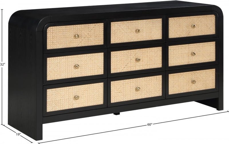 Siena Ash Wood And Natural Cane Dresser in Black - SienaBlack-D