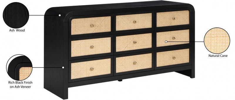 Siena Ash Wood And Natural Cane Dresser in Black - SienaBlack-D