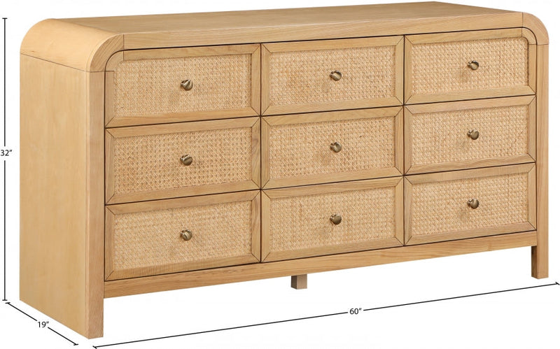 Siena Ash Wood And Natural Cane Dresser in Natural - SienaNatural-D