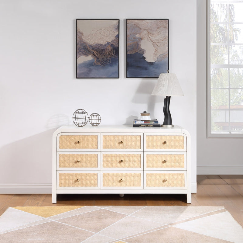 Siena Ash Wood And Natural Cane Dresser in White - SienaWhite-D