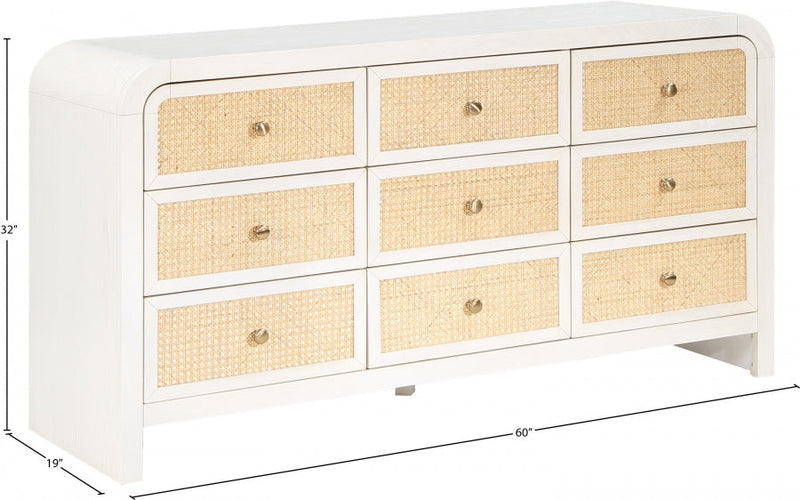 Siena Ash Wood And Natural Cane Dresser in White - SienaWhite-D