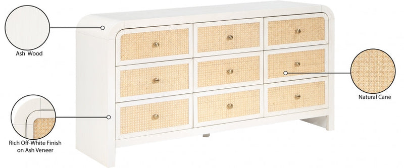 Siena Ash Wood And Natural Cane Dresser in White - SienaWhite-D