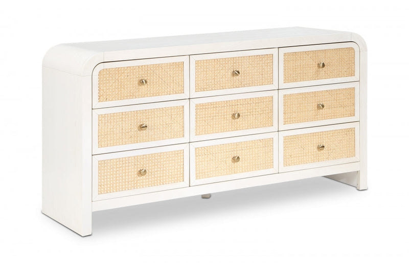 Siena Ash Wood And Natural Cane Dresser in White - SienaWhite-D