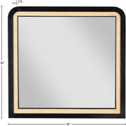 Siena Ash Wood And Natural Cane Frame Mirror in Black - SienaBlack-M