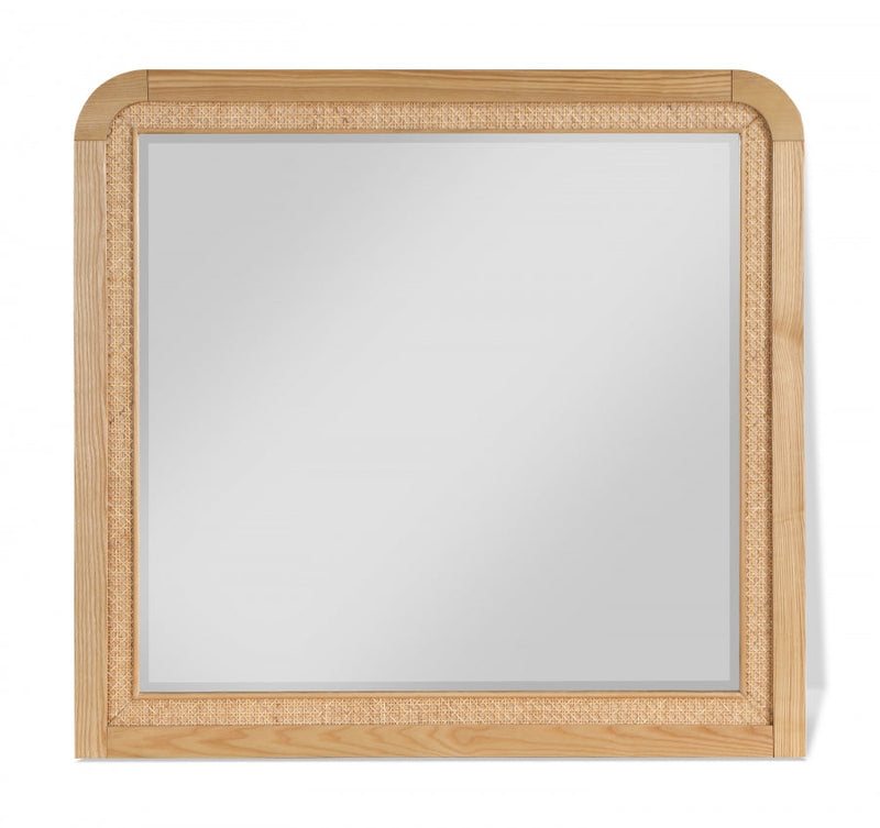 Siena Ash Wood And Natural Cane Frame Mirror in Natural - SienaNatural-M