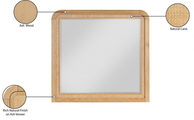Siena Ash Wood And Natural Cane Frame Mirror in Natural - SienaNatural-M