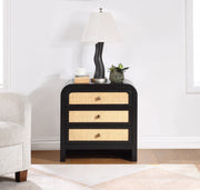 Siena Ash Wood And Natural Cane Nightstand in Black - SienaBlack-NS