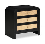 Siena Ash Wood And Natural Cane Nightstand in Black - SienaBlack-NS