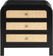 Siena Ash Wood And Natural Cane Nightstand in Black - SienaBlack-NS
