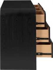 Siena Ash Wood And Natural Cane Nightstand in Black - SienaBlack-NS