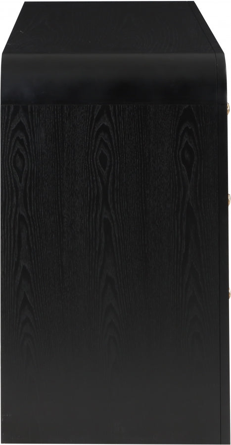Siena Ash Wood And Natural Cane Nightstand in Black - SienaBlack-NS