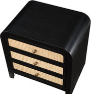 Siena Ash Wood And Natural Cane Nightstand in Black - SienaBlack-NS
