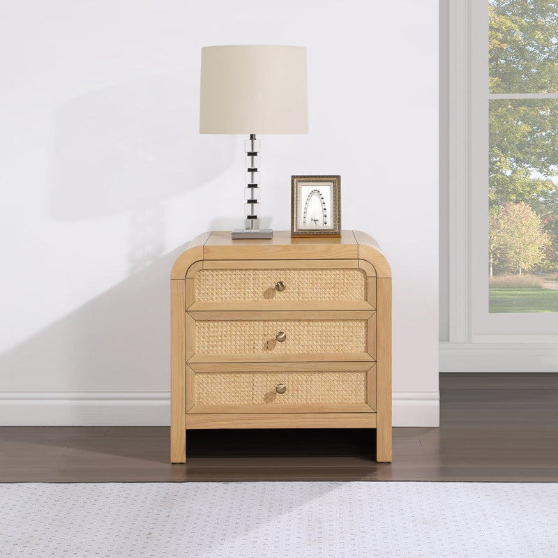 Siena Ash Wood And Natural Cane Nightstand in Natural - SienaNatural-NS