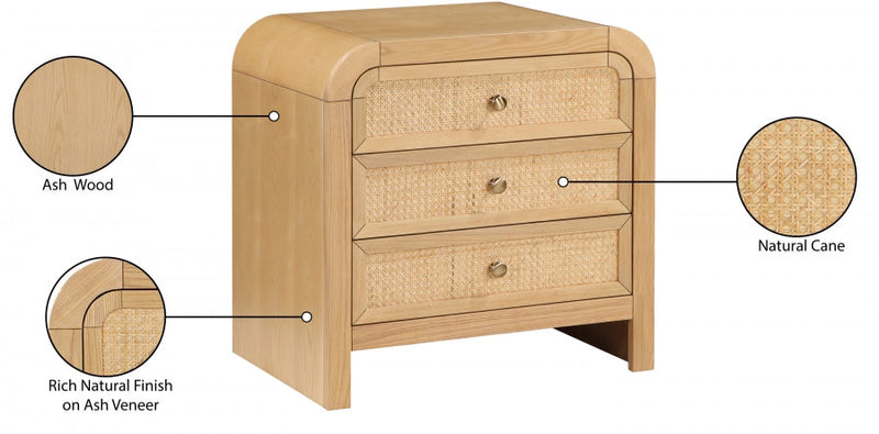 Siena Ash Wood And Natural Cane Nightstand in Natural - SienaNatural-NS