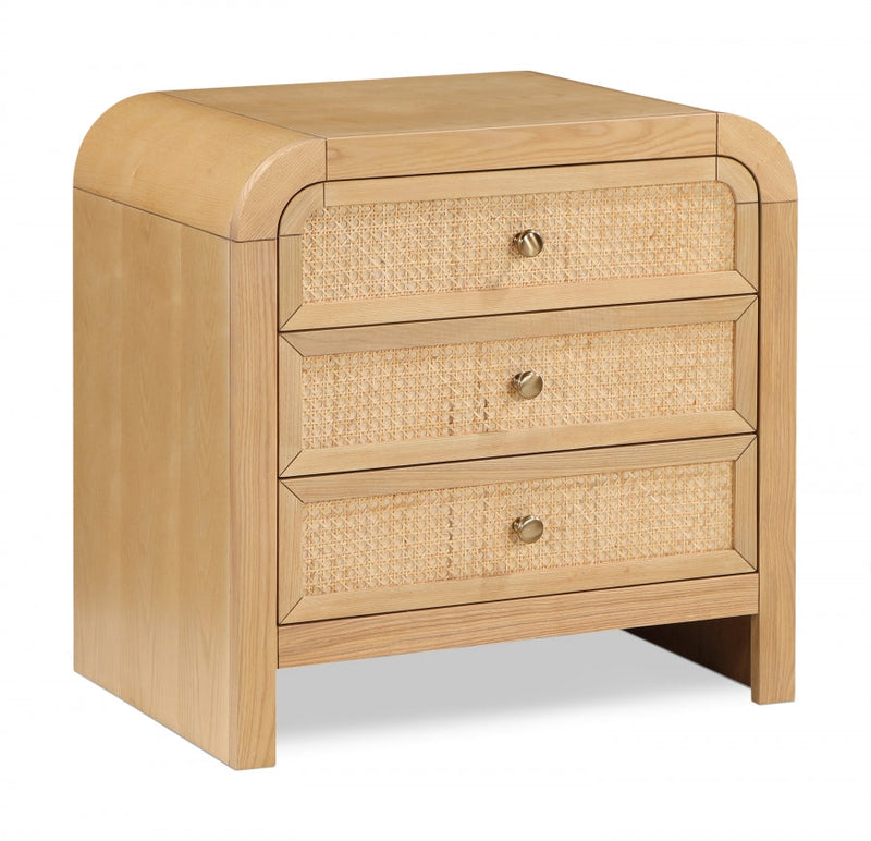 Siena Ash Wood And Natural Cane Nightstand in Natural - SienaNatural-NS