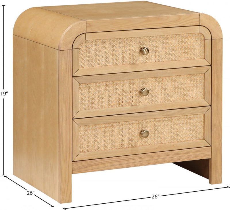 Siena Ash Wood And Natural Cane Nightstand in Natural - SienaNatural-NS