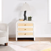 Siena Ash Wood And Natural Cane Nightstand in White - SienaWhite-NS