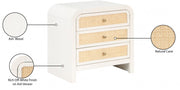 Siena Ash Wood And Natural Cane Nightstand in White - SienaWhite-NS