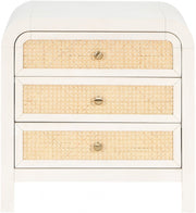 Siena Ash Wood And Natural Cane Nightstand in White - SienaWhite-NS
