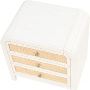 Siena Ash Wood And Natural Cane Nightstand in White - SienaWhite-NS