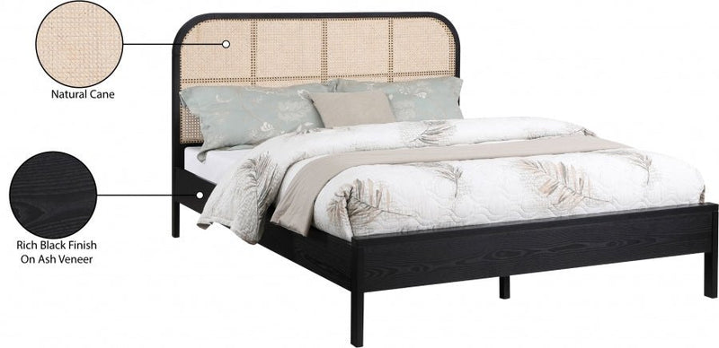 Siena Ash Wood Queen Bed (3 Boxes) Black - Gate FurnitureQueen Bed