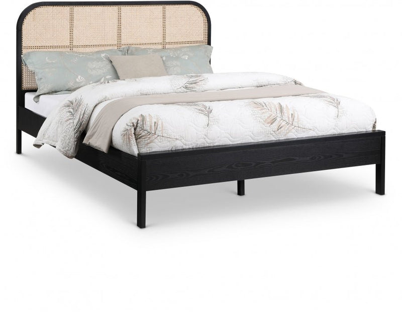 Siena Ash Wood Queen Bed (3 Boxes) Black - Gate FurnitureQueen Bed