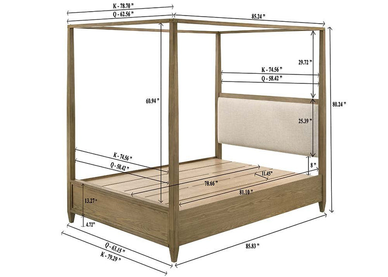 Sienna Rustic Natural Queen Canopy Platform Bed - Gate FurnitureQueen Bed