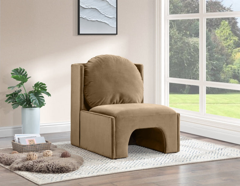 Sigma Velvet Upholstered Accent Chair in Beige - 33031Beige