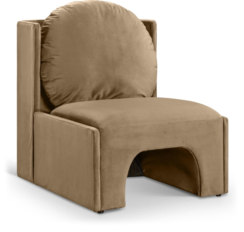 Sigma Velvet Upholstered Accent Chair in Beige - 33031Beige