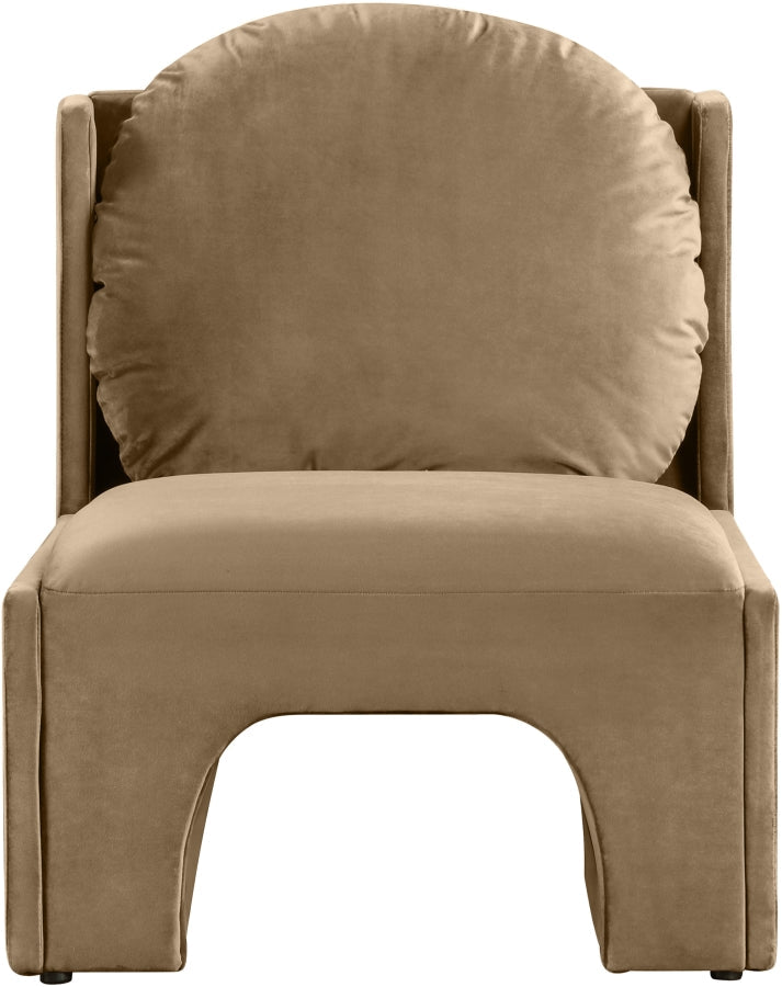 Sigma Velvet Upholstered Accent Chair in Beige - 33031Beige