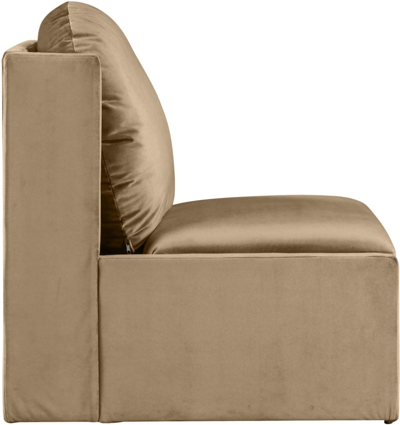 Sigma Velvet Upholstered Accent Chair in Beige - 33031Beige