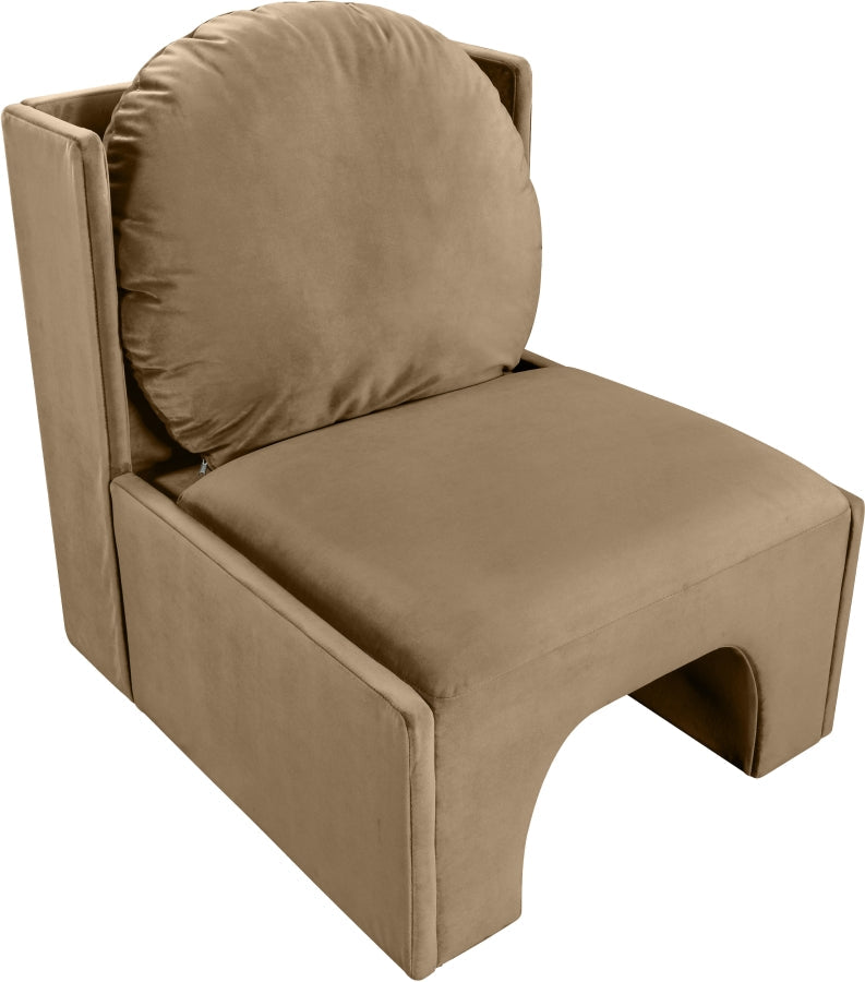 Sigma Velvet Upholstered Accent Chair in Beige - 33031Beige