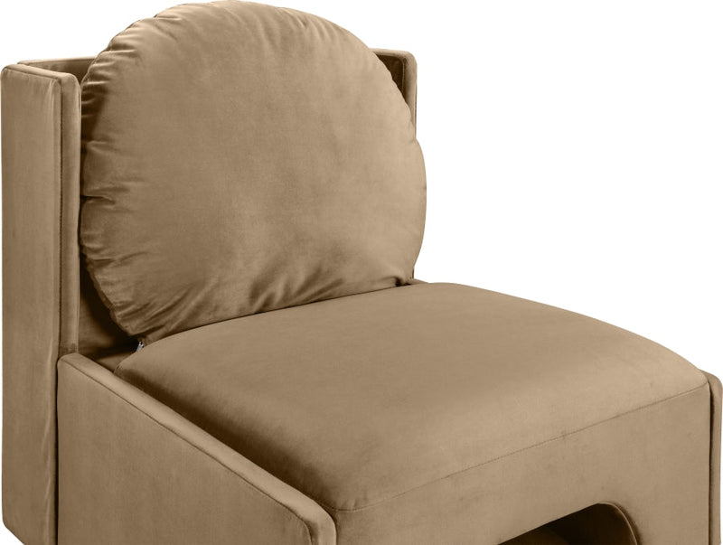 Sigma Velvet Upholstered Accent Chair in Beige - 33031Beige