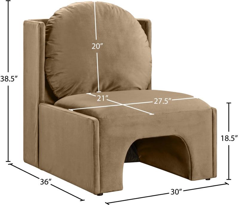 Sigma Velvet Upholstered Accent Chair in Beige - 33031Beige