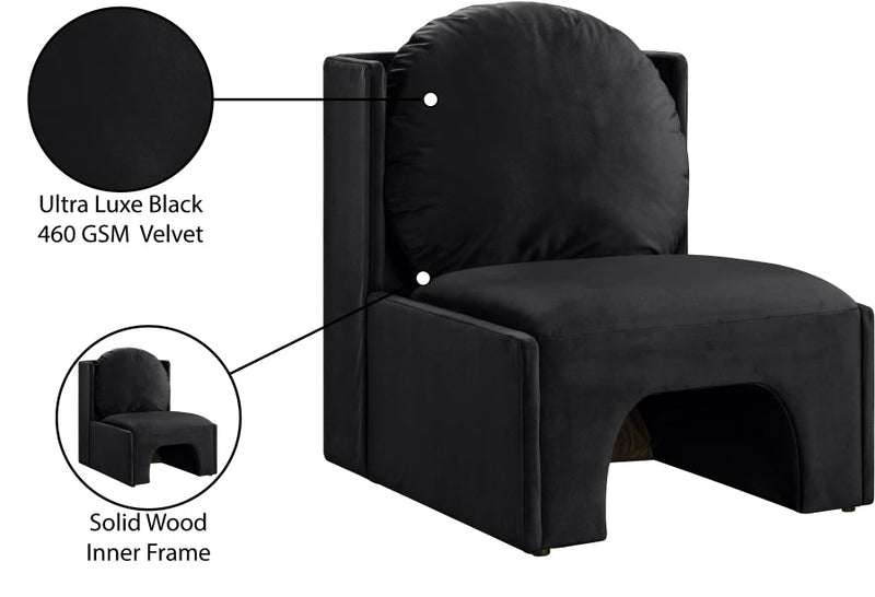 Sigma Velvet Upholstered Accent Chair in Black - 33031Black