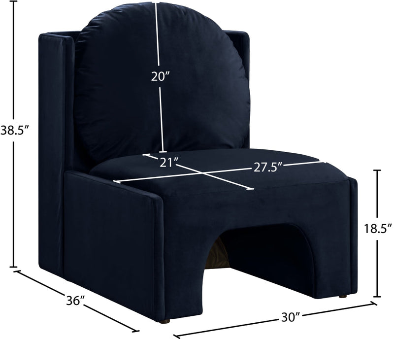 Sigma Velvet Upholstered Accent Chair in Blue - 33031Navy