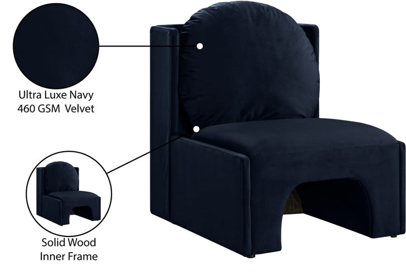 Sigma Velvet Upholstered Accent Chair in Blue - 33031Navy