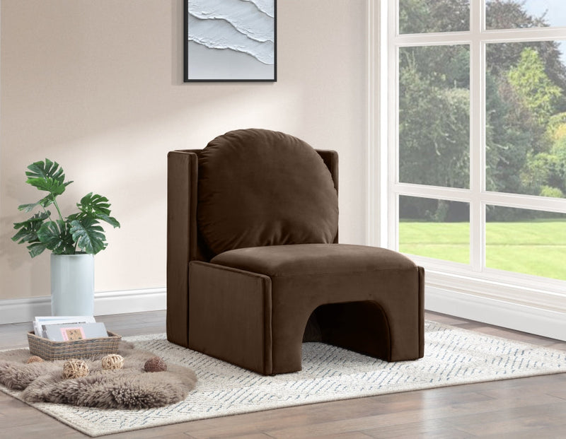 Sigma Velvet Upholstered Accent Chair in Brown - 33031Brown