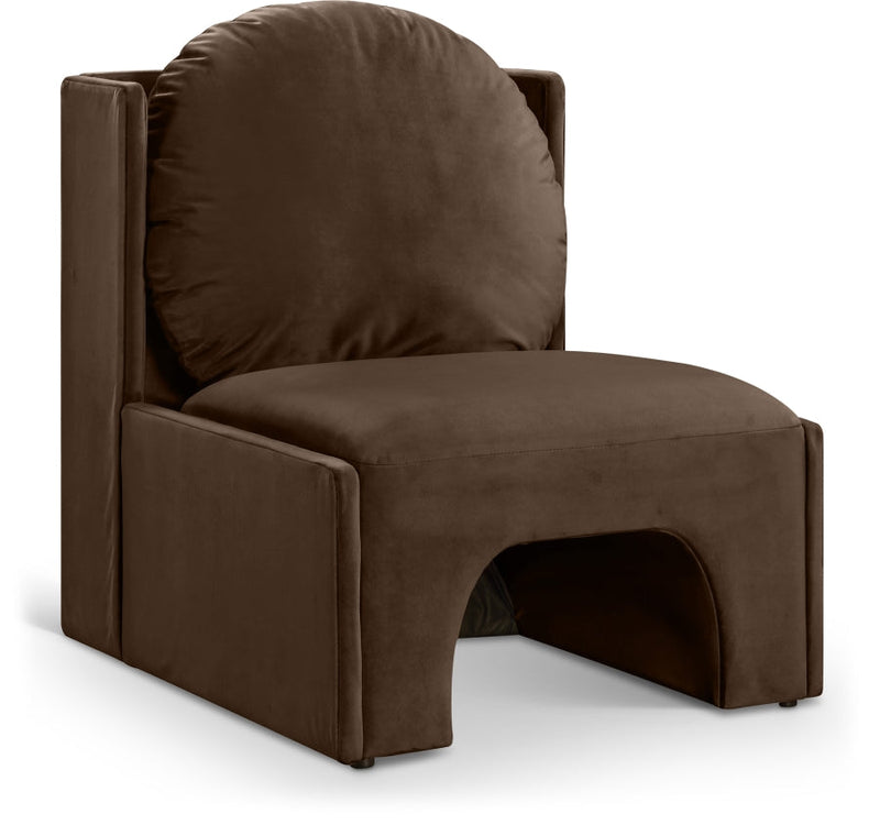 Sigma Velvet Upholstered Accent Chair in Brown - 33031Brown