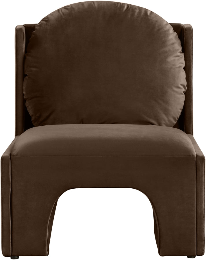 Sigma Velvet Upholstered Accent Chair in Brown - 33031Brown