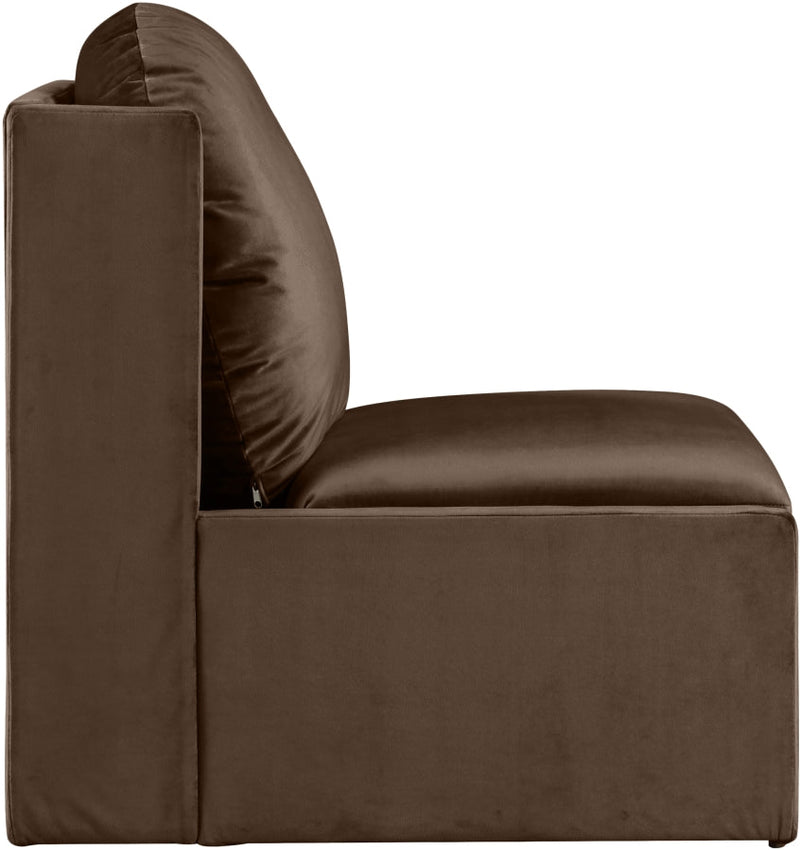 Sigma Velvet Upholstered Accent Chair in Brown - 33031Brown