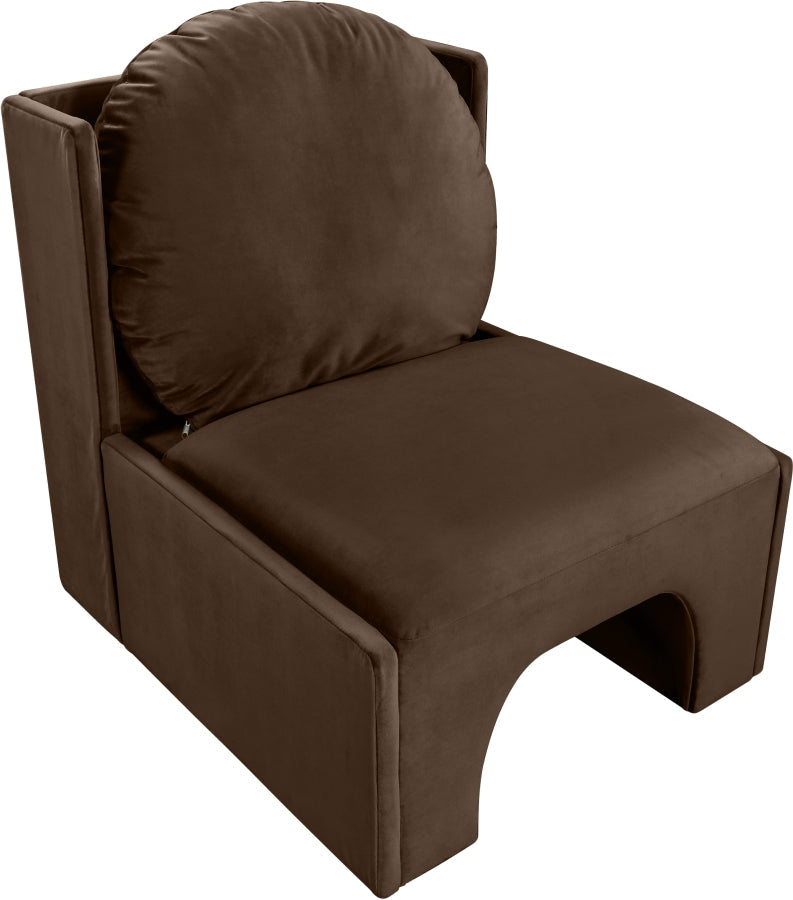Sigma Velvet Upholstered Accent Chair in Brown - 33031Brown