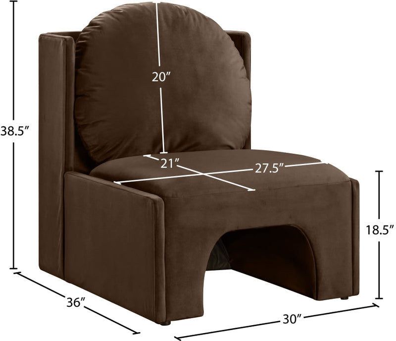 Sigma Velvet Upholstered Accent Chair in Brown - 33031Brown