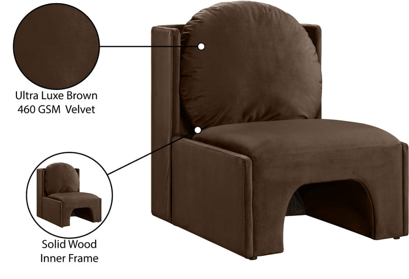 Sigma Velvet Upholstered Accent Chair in Brown - 33031Brown