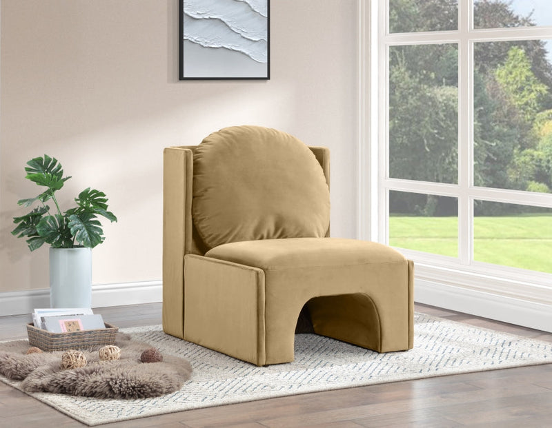 Sigma Velvet Upholstered Accent Chair in Camel - 33031Camel