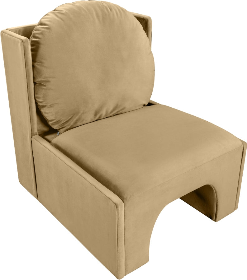 Sigma Velvet Upholstered Accent Chair in Camel - 33031Camel