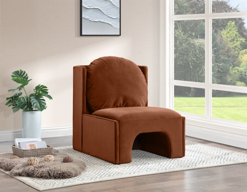 Sigma Velvet Upholstered Accent Chair in Cognac - 33031Cognac