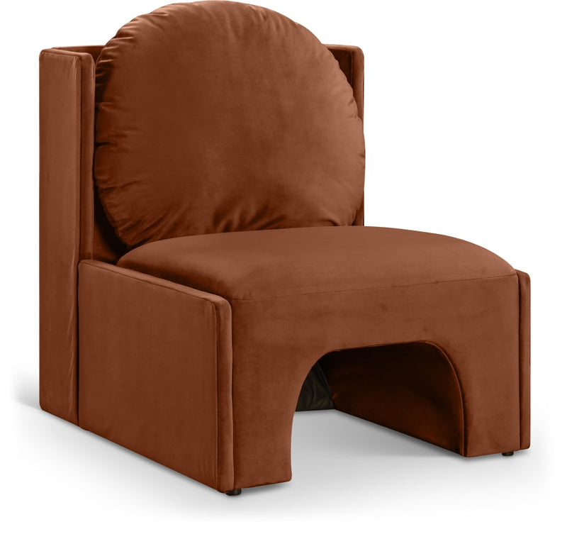 Sigma Velvet Upholstered Accent Chair in Cognac - 33031Cognac