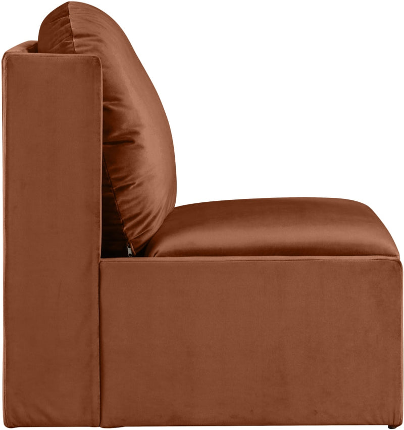 Sigma Velvet Upholstered Accent Chair in Cognac - 33031Cognac