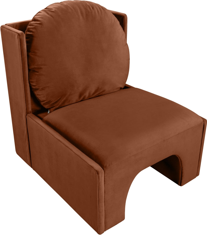Sigma Velvet Upholstered Accent Chair in Cognac - 33031Cognac